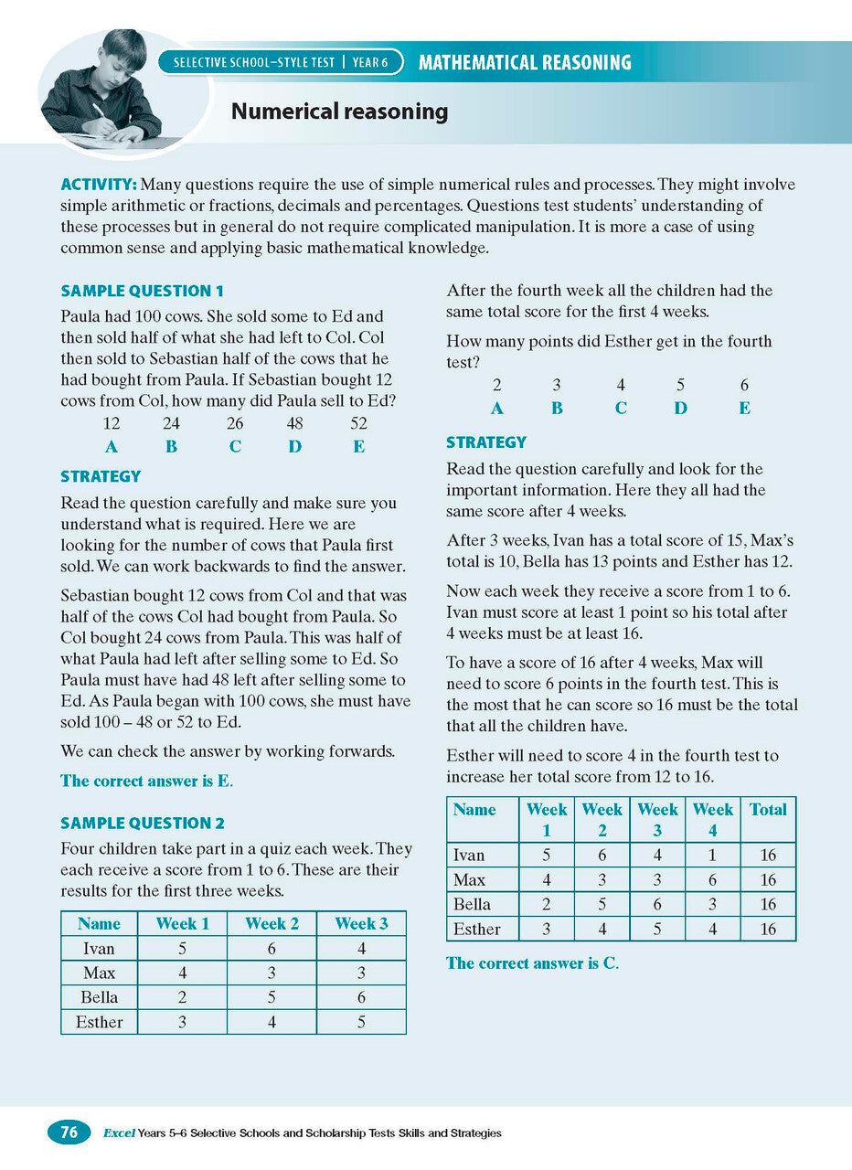 Excel Test Skills - Selective Schools and Scholarship Tests: Skills and Strategies - Years 5-6