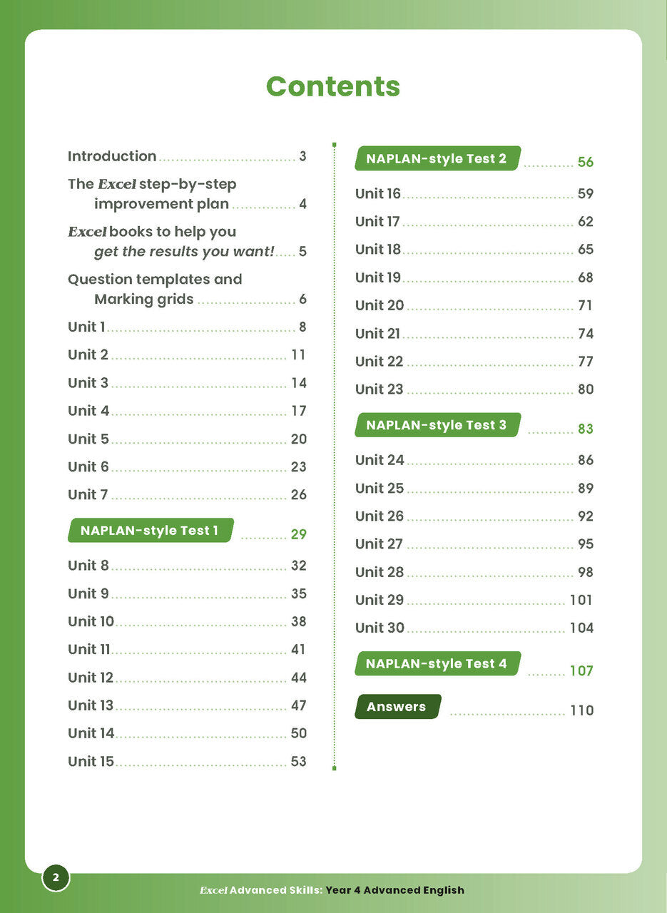 Excel Advanced Skills - Advanced English Year 4