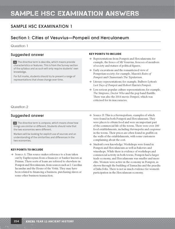 Excel - Ancient History Study Guide: Year 12