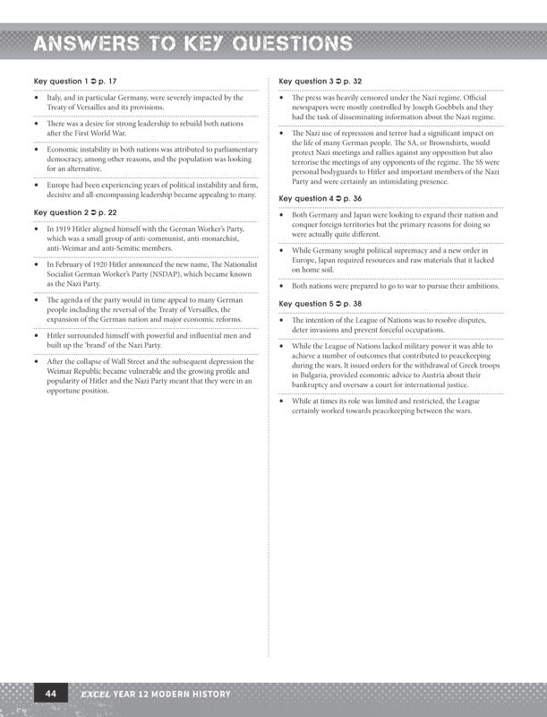 Excel - Modern History Study Guide: Year 12