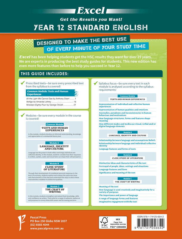Excel - English Study Guide: Year 12 Standard