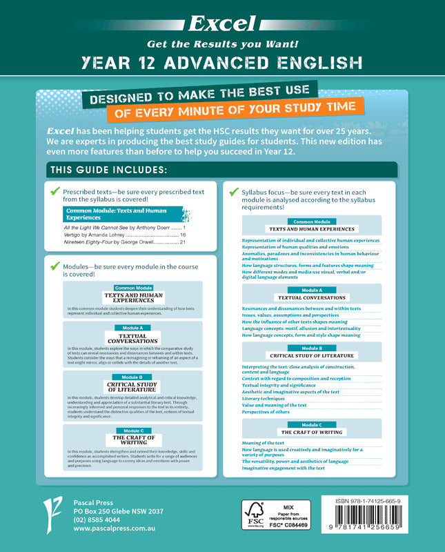 Excel - Advanced English Study Guide: Year 12