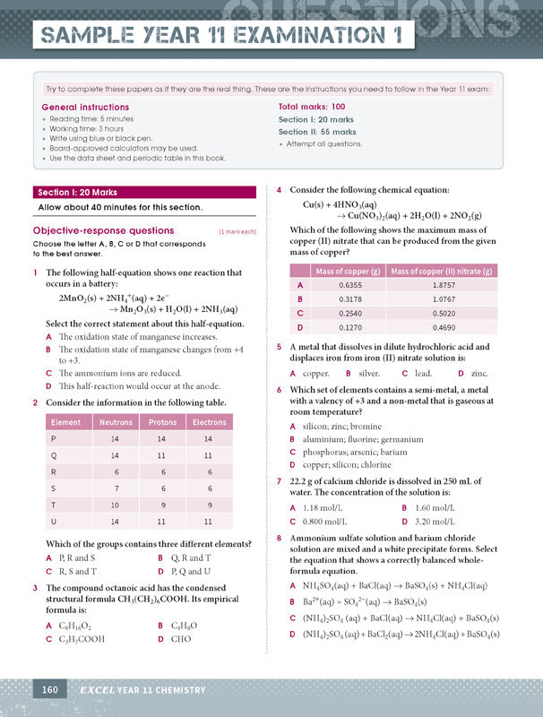 Excel - Chemistry Study Guide: Year 11