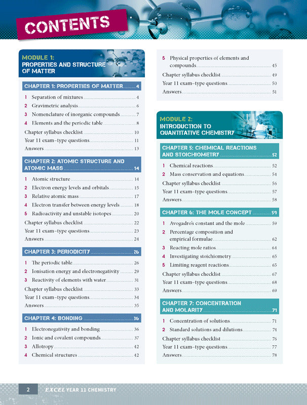 Excel - Chemistry Study Guide: Year 11