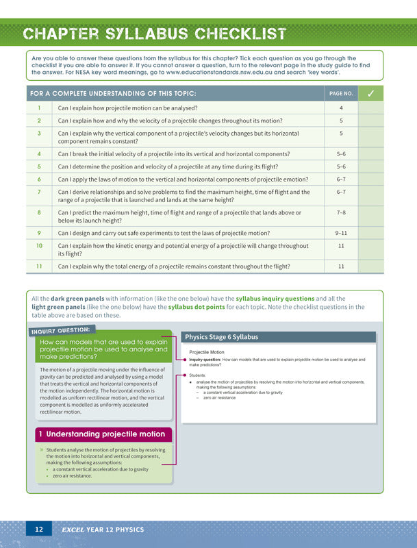 Excel - Physics Study Guide: Year 12