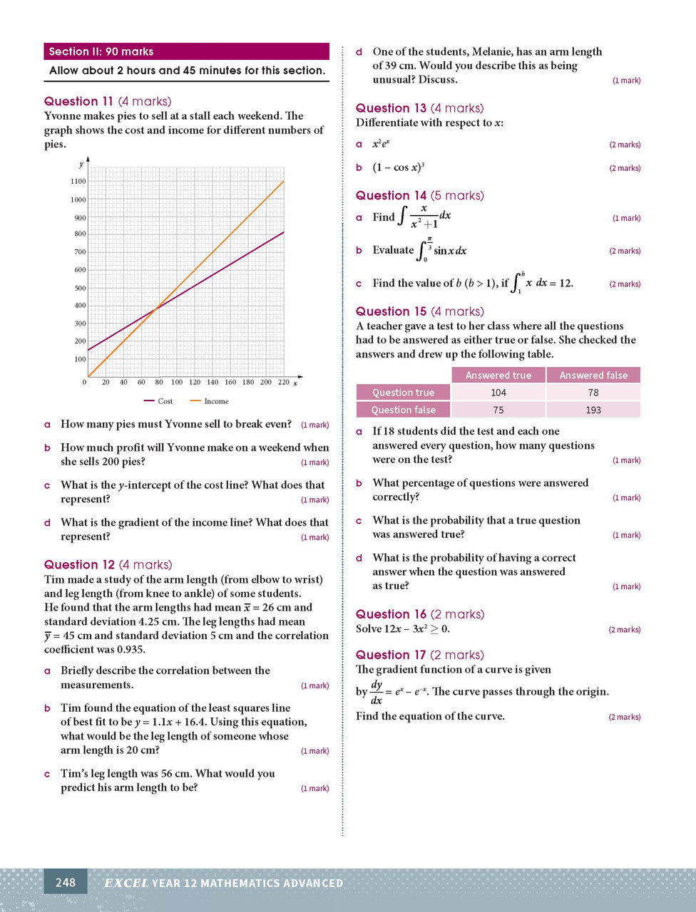 Excel Year 12 Mathematics Advanced — inside page 11