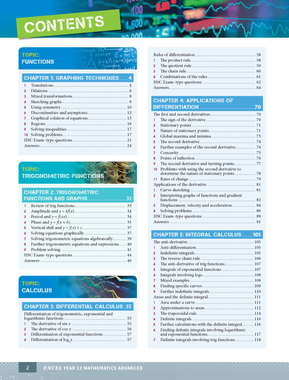 Excel Year 12 Mathematics Advanced — inside page 1