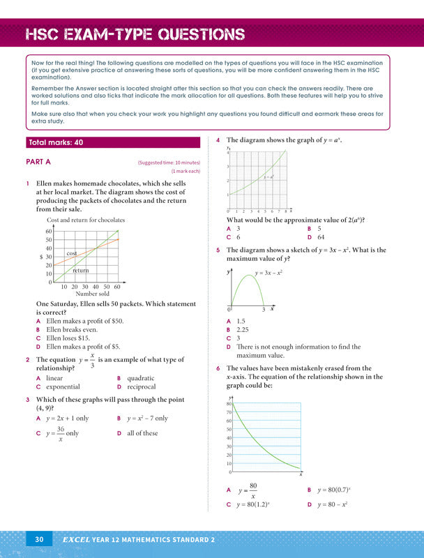 Excel - Mathematics Standard 2 Study Guide: Year 12