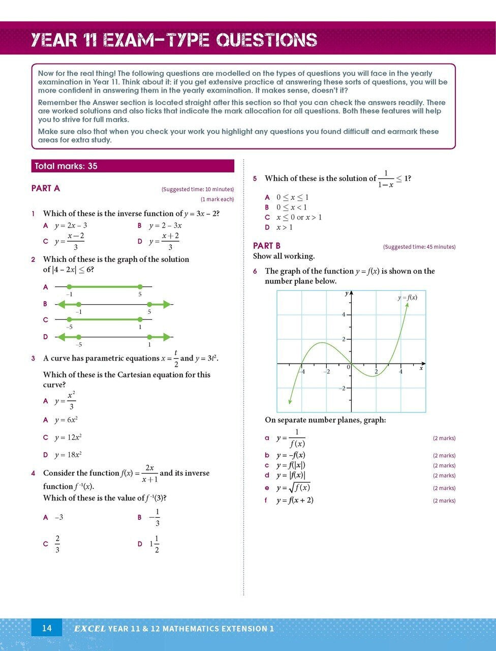 Excel Mathematics Extension 1: Year 11 & 12