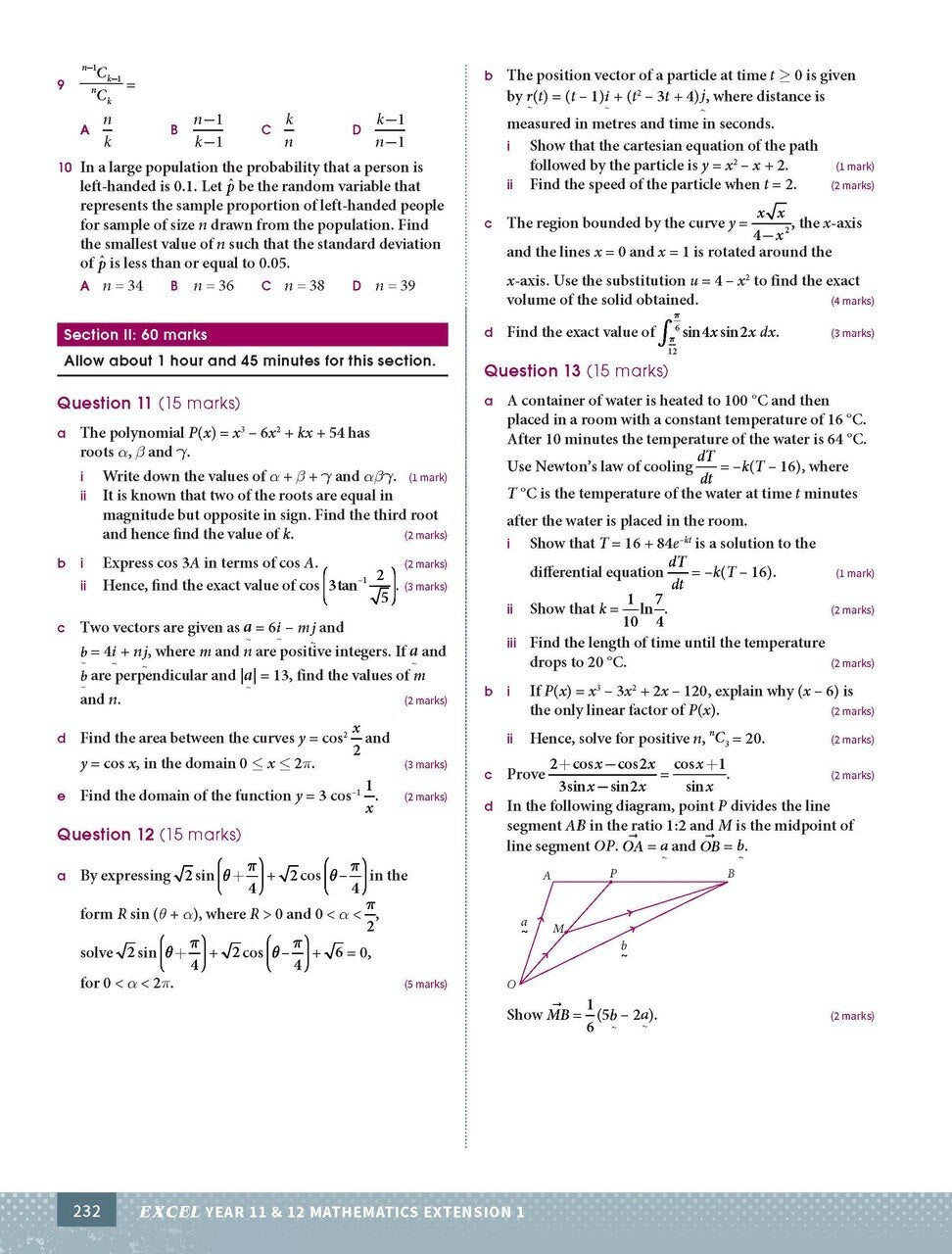 Excel Mathematics Extension 1: Year 11 & 12