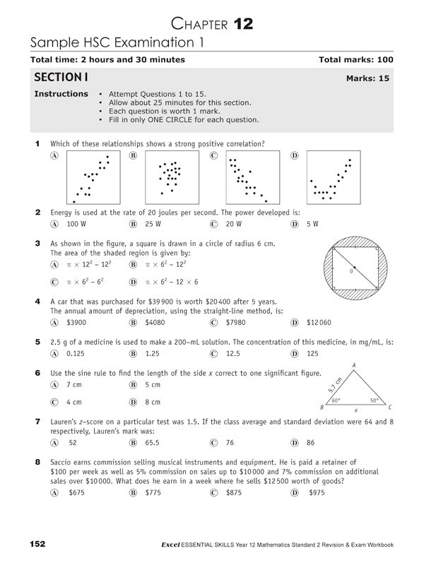 Excel Essential Skills - Mathematics Standard Revision & Exam Workbook: Year 12