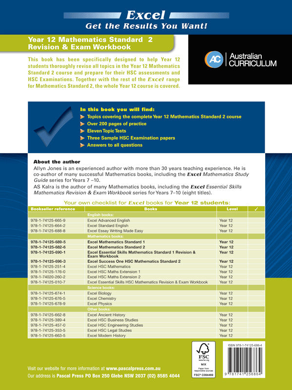 Excel Essential Skills - Mathematics Standard Revision & Exam Workbook: Year 12