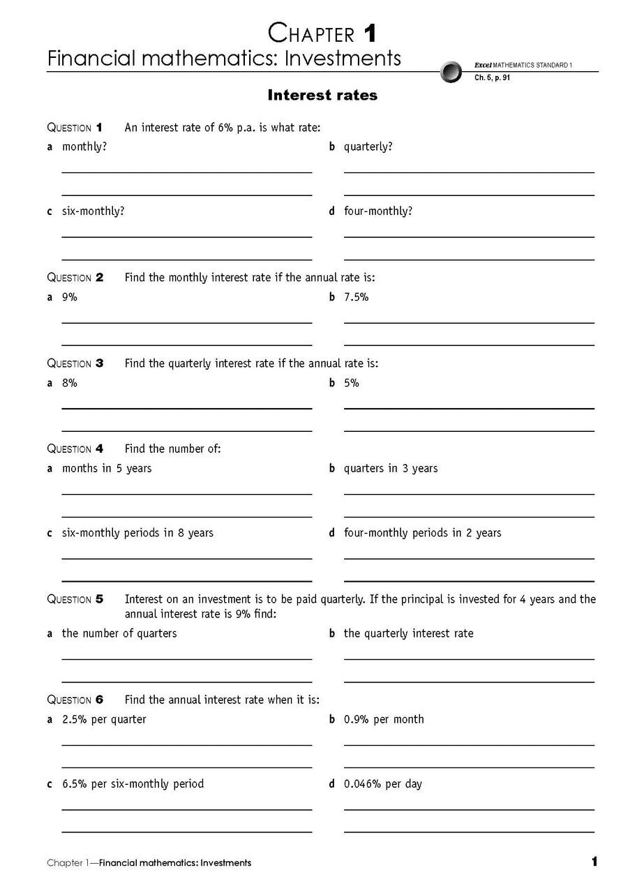 Excel Essential Skills: Mathematics Standard 1 Revision & Exam Workbook - Year 12