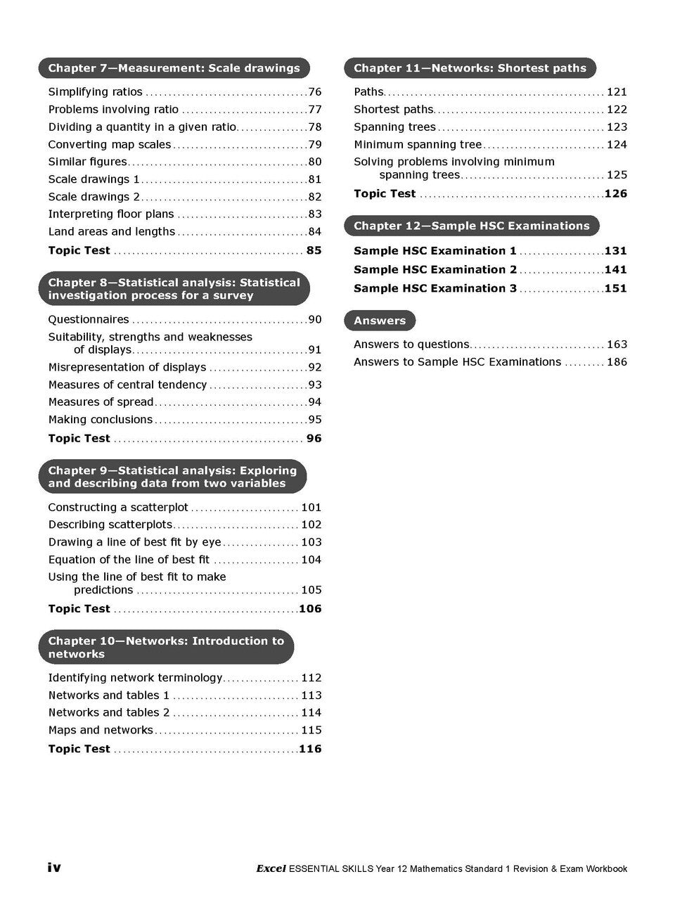 Excel Essential Skills: Mathematics Standard 1 Revision & Exam Workbook - Year 12