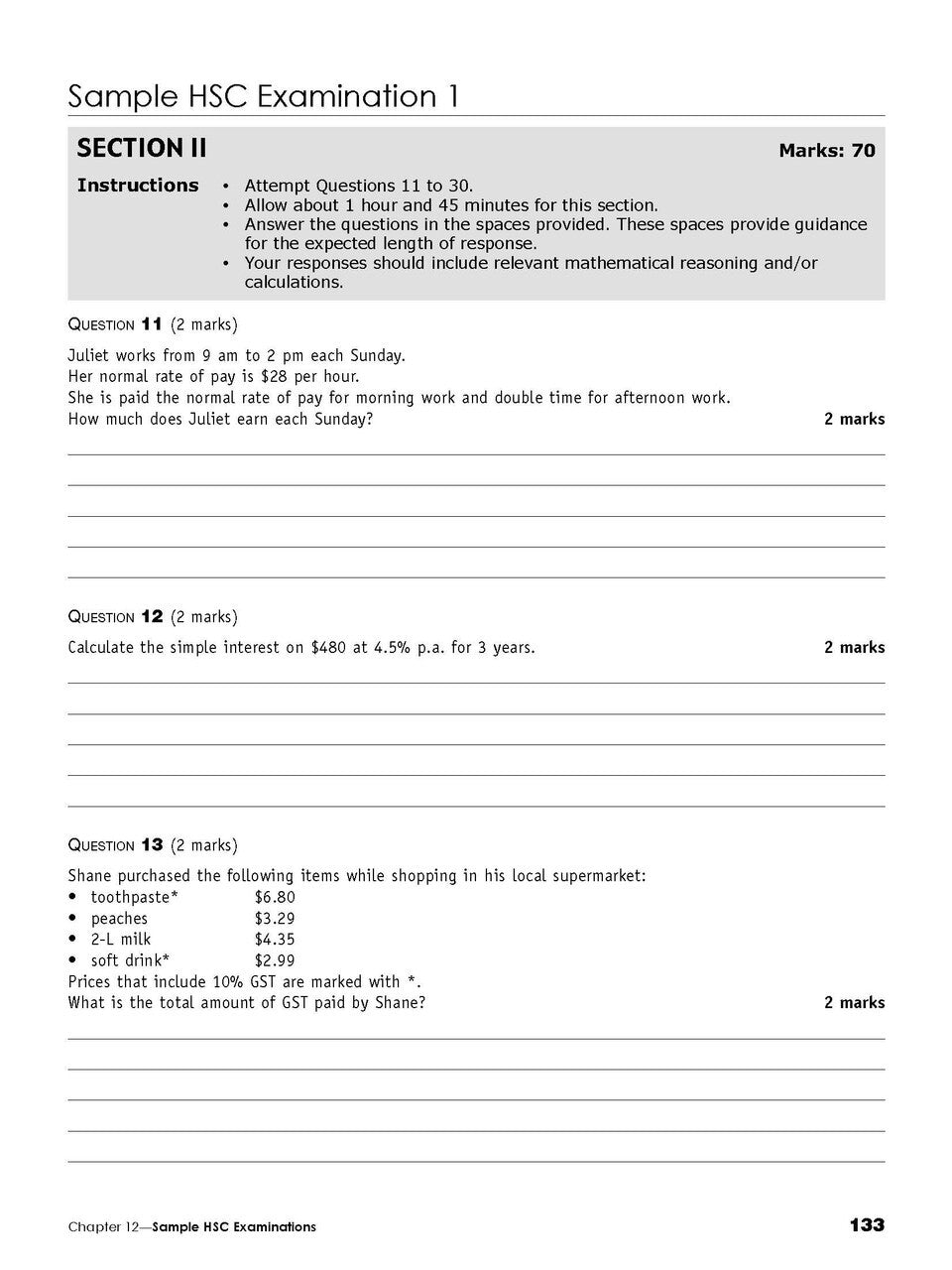 Excel Essential Skills: Mathematics Standard 1 Revision & Exam Workbook - Year 12