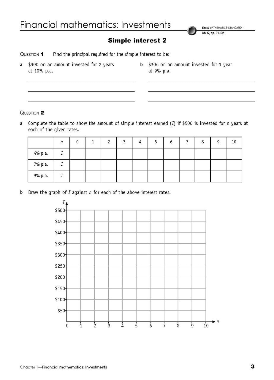 Excel Essential Skills: Mathematics Standard 1 Revision & Exam Workbook - Year 12