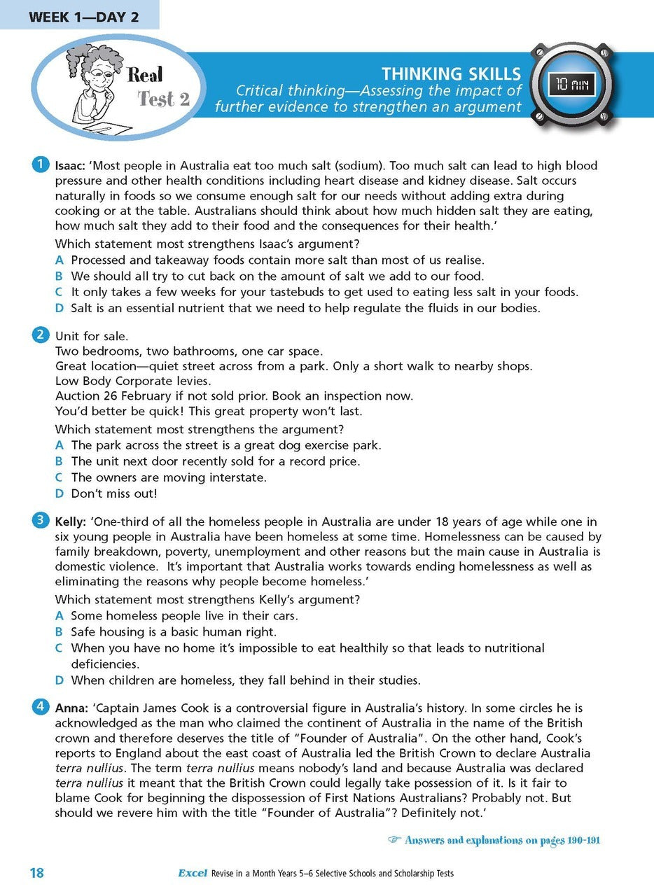 Excel Revise in a Month Years 5-6 Selective Schools and Scholarship Tests