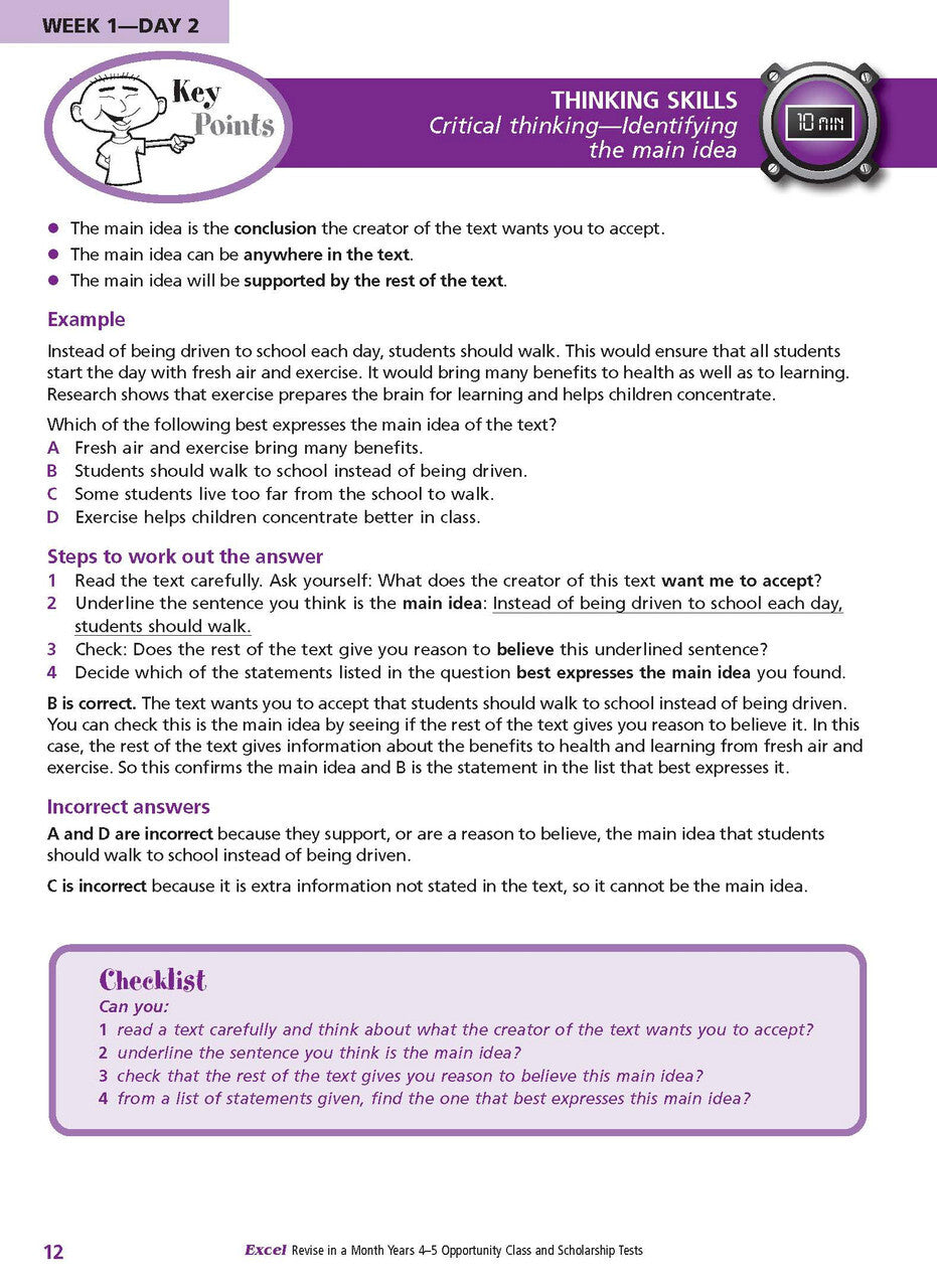 Excel Revise in a Month: Opportunity Class and Scholarship Tests - Years 4-5