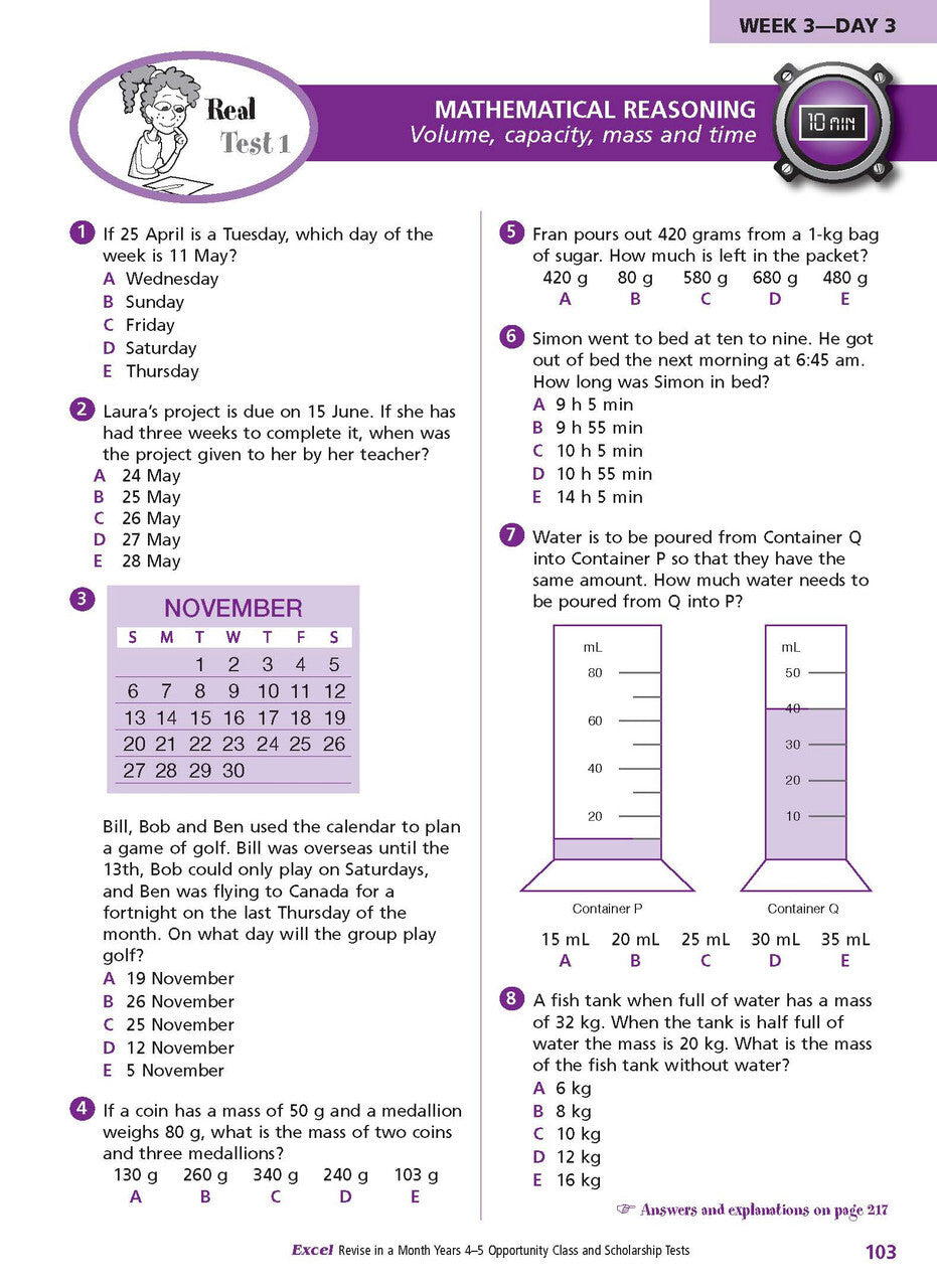 Excel Revise in a Month: Opportunity Class and Scholarship Tests - Years 4-5