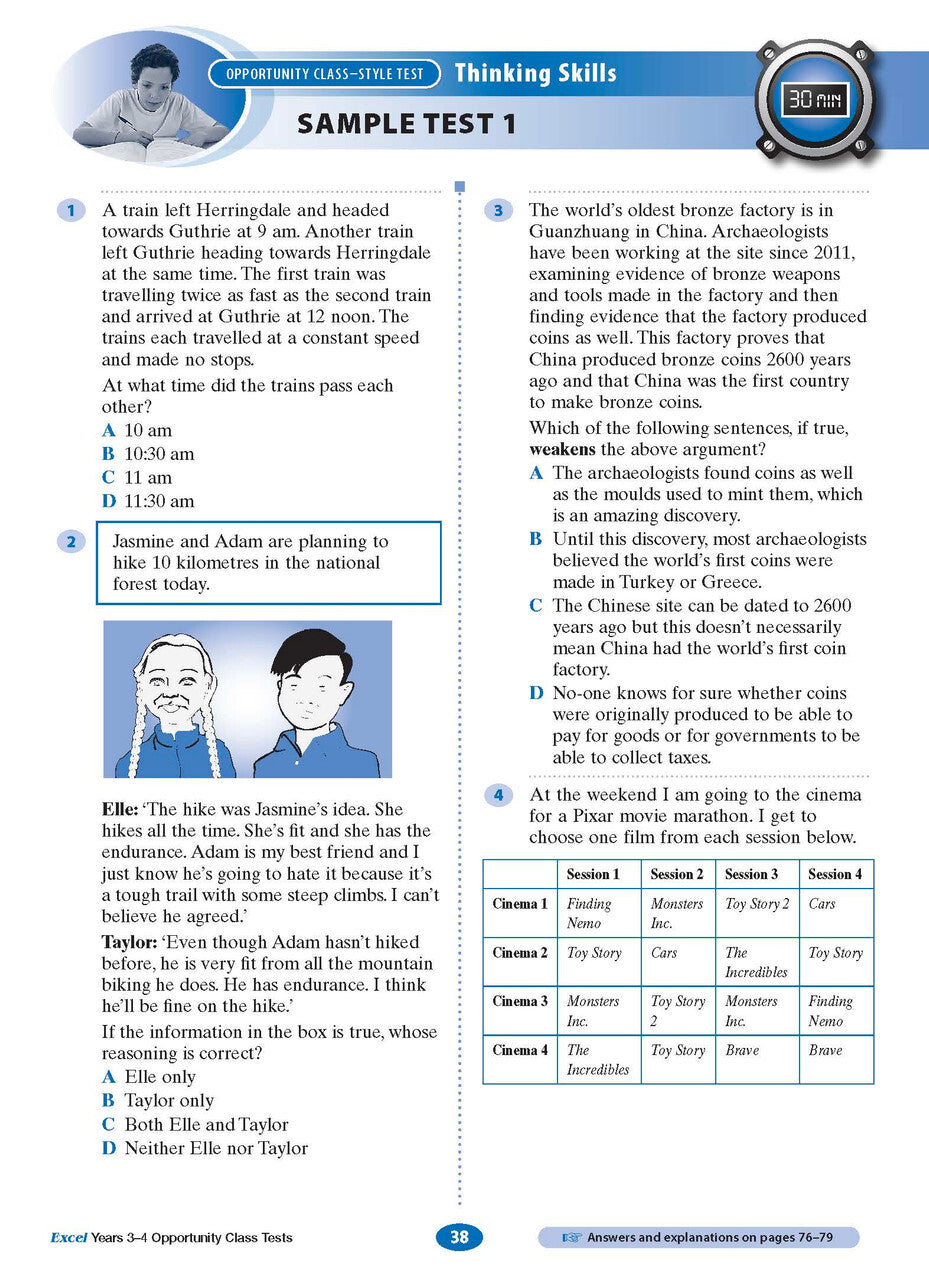 Excel Opportunity Class Tests: Years 3-4