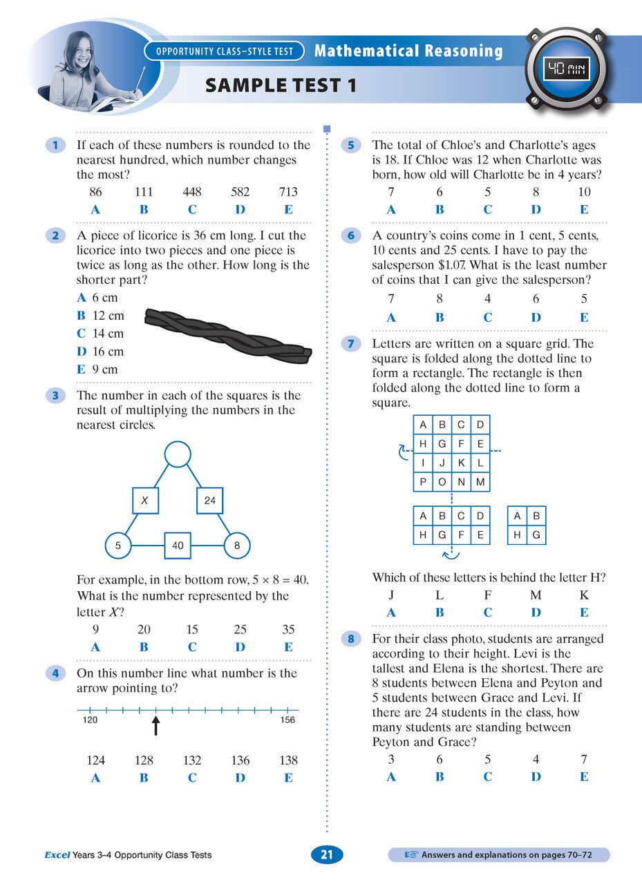 Excel Opportunity Class Tests: Years 3-4