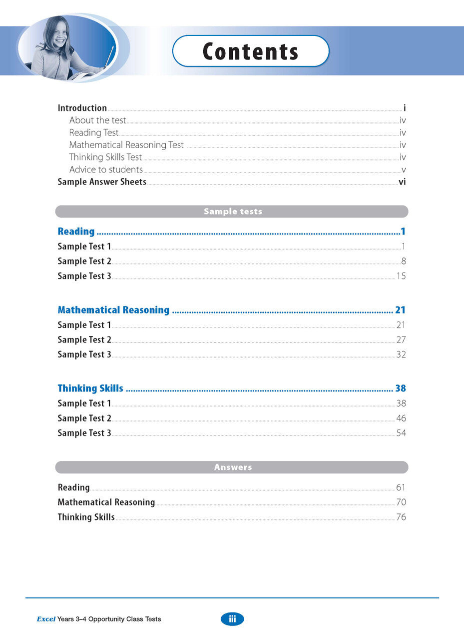 Excel Opportunity Class Tests: Years 3-4