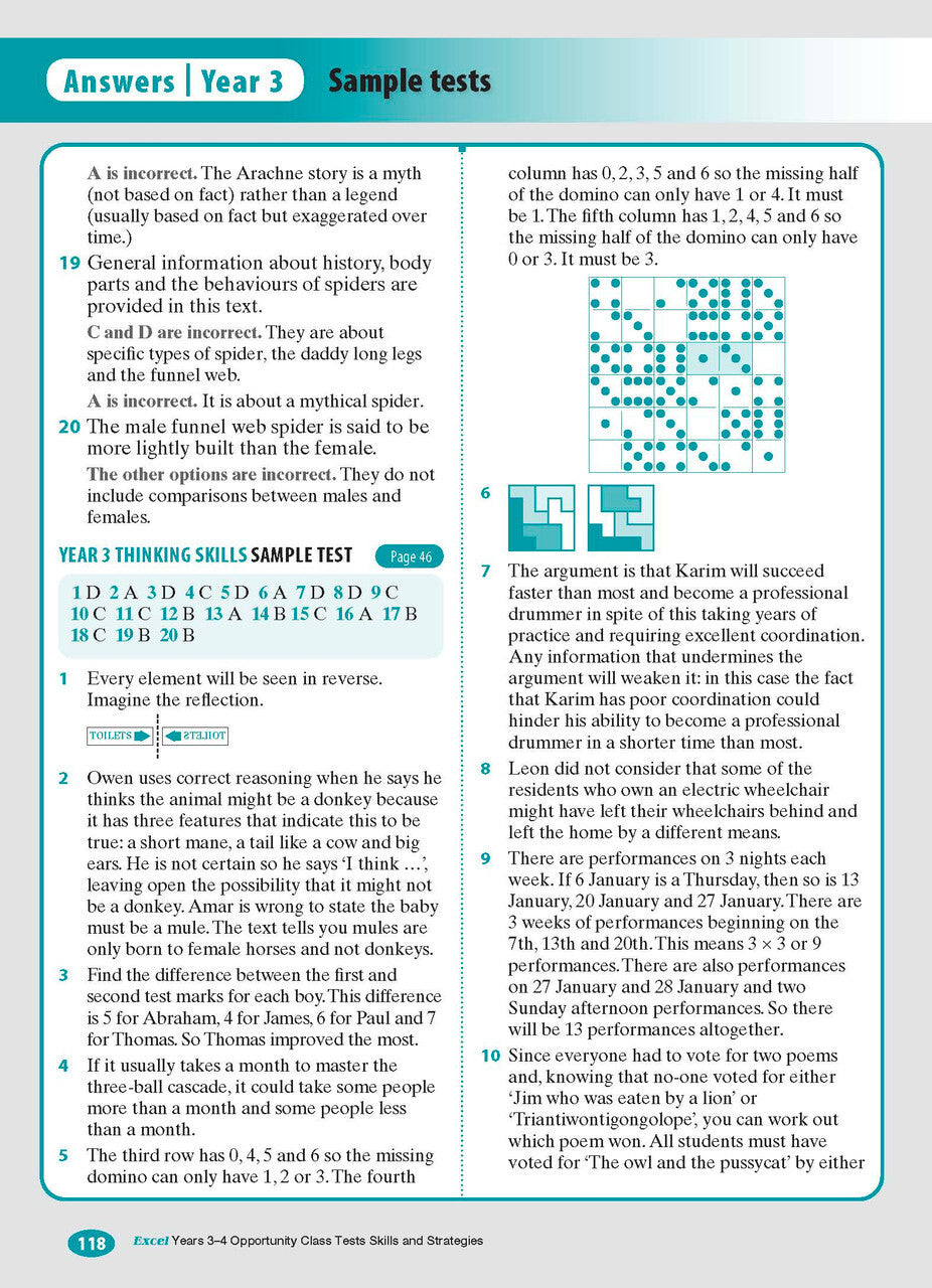 Excel Test Skills - Opportunity Class: Skills and Strategies - Years 3-4
