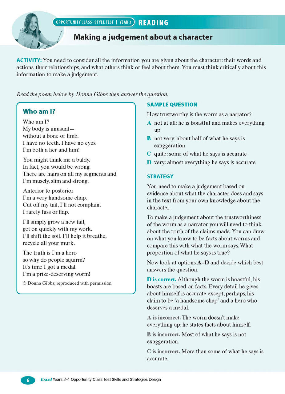 Excel Test Skills - Opportunity Class: Skills and Strategies - Years 3-4