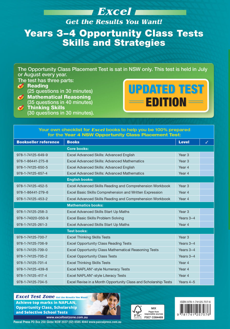 Excel Test Skills - Opportunity Class: Skills and Strategies - Years 3-4