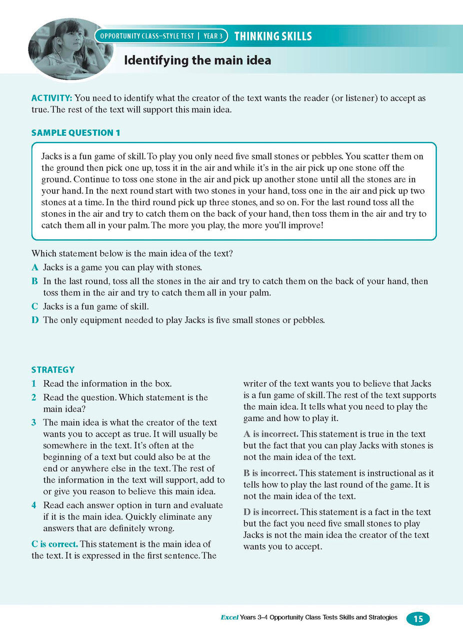 Excel Test Skills - Opportunity Class: Skills and Strategies - Years 3-4