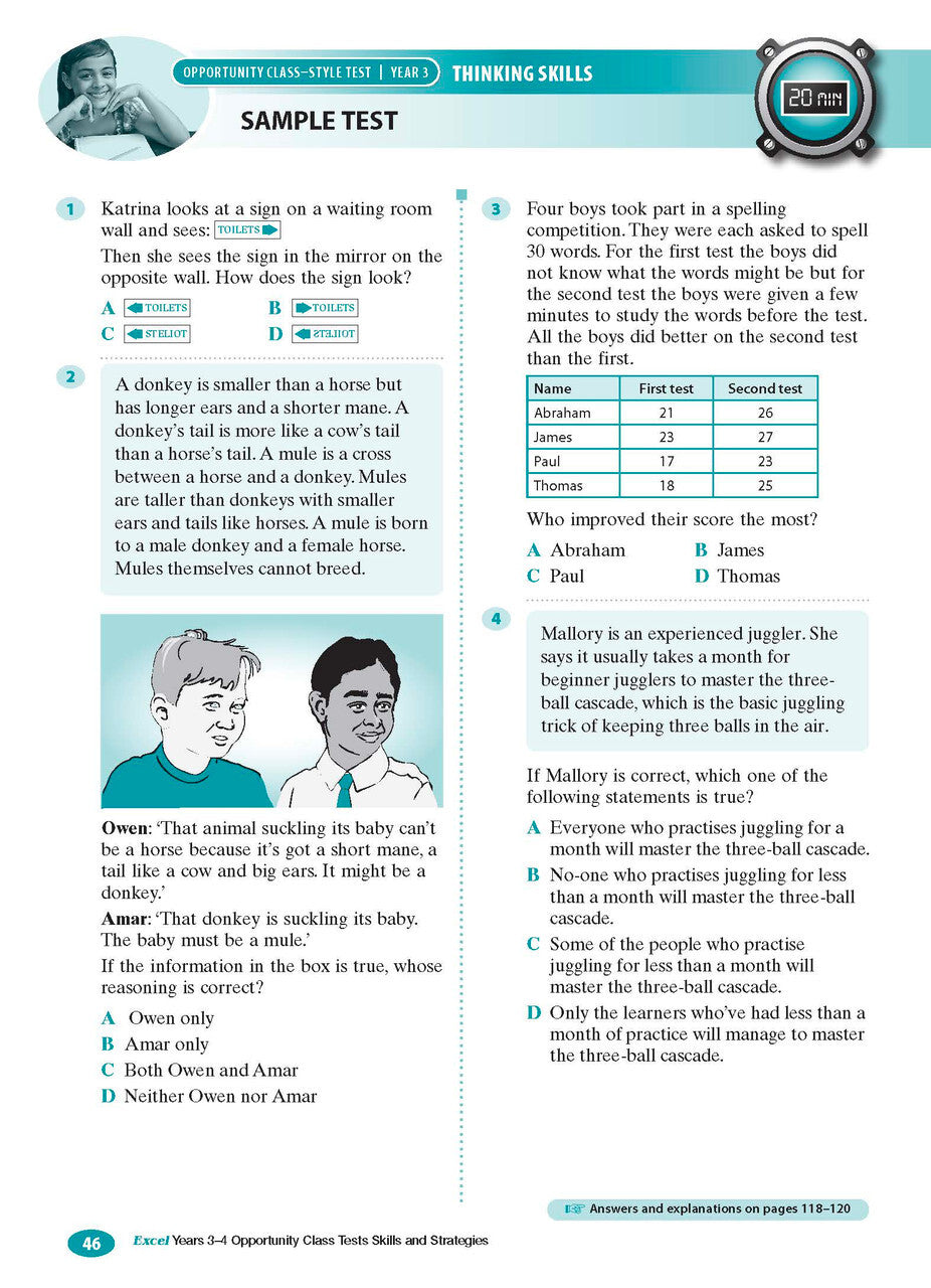 Excel Test Skills - Opportunity Class: Skills and Strategies - Years 3-4