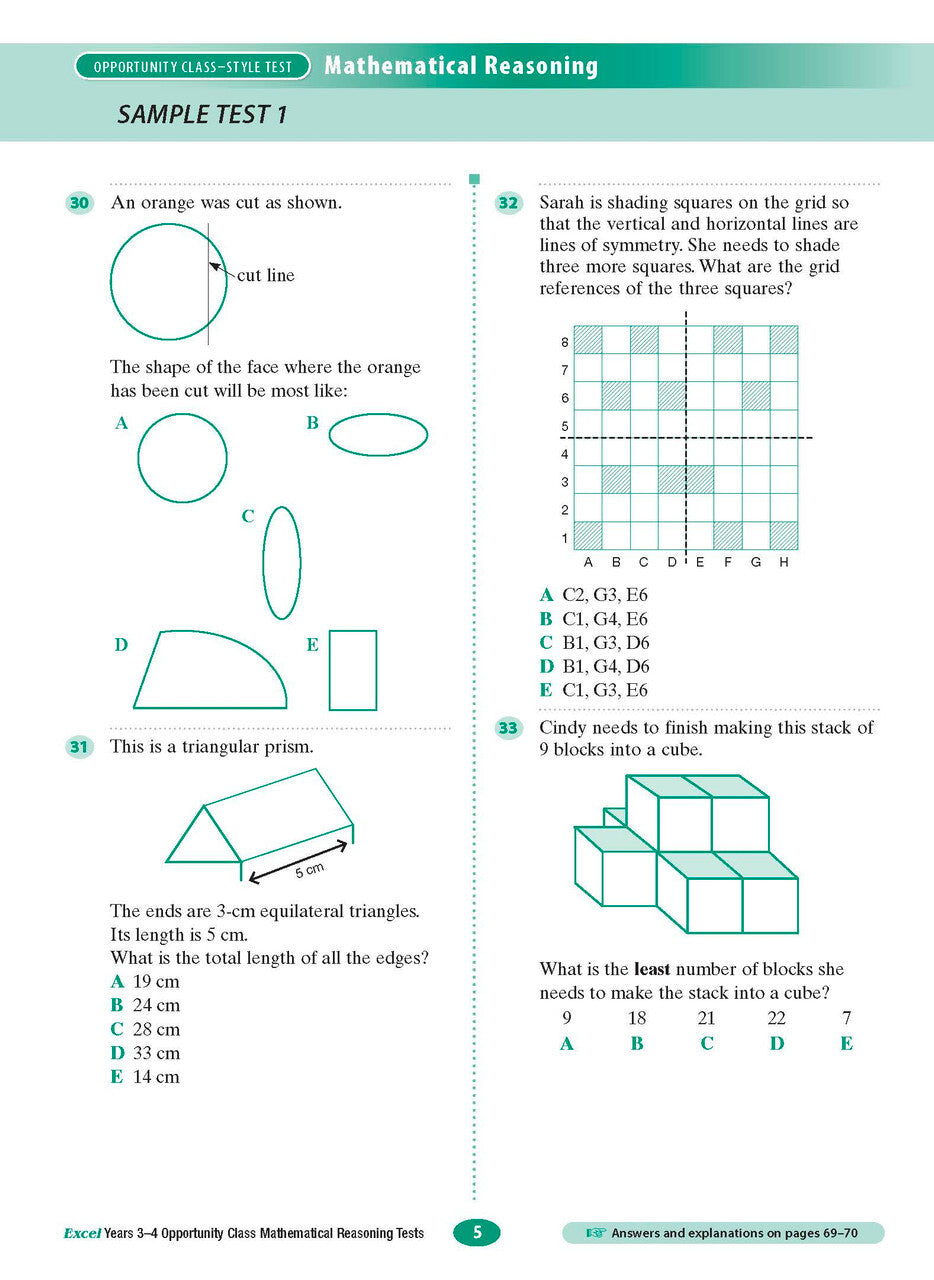 Excel Test Skills - Opportunity Class: Mathematical Reasoning Tests - Years 3-4