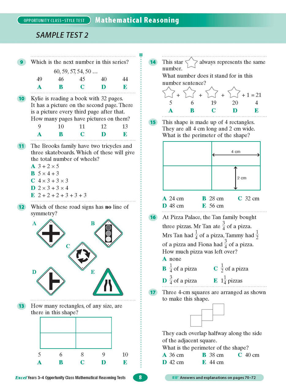 Excel Test Skills - Opportunity Class: Mathematical Reasoning Tests - Years 3-4