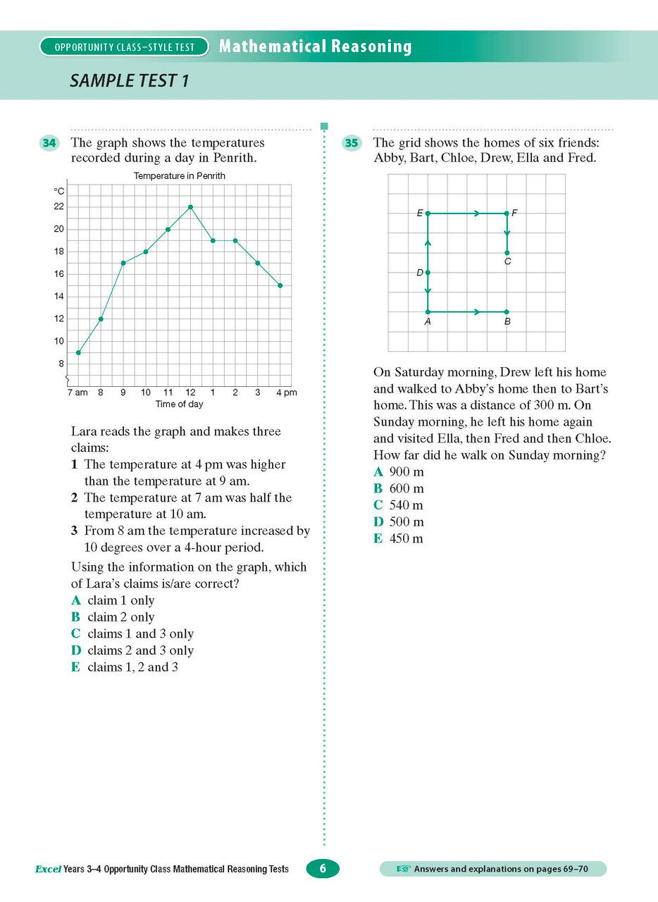 Excel Test Skills - Opportunity Class: Mathematical Reasoning Tests - Years 3-4