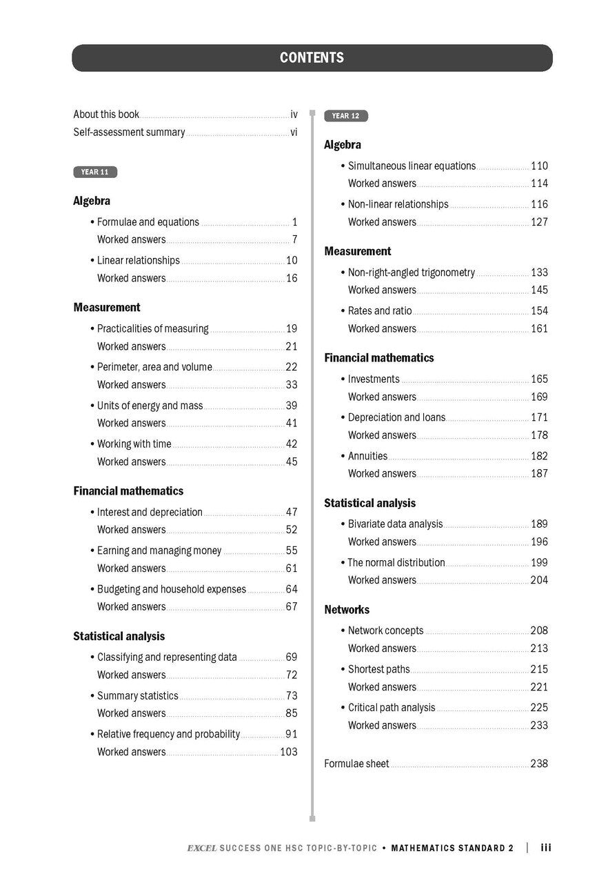 Excel Success One HSC: Mathematics Standard 2 Topic-by-Topic (2022 Edition)