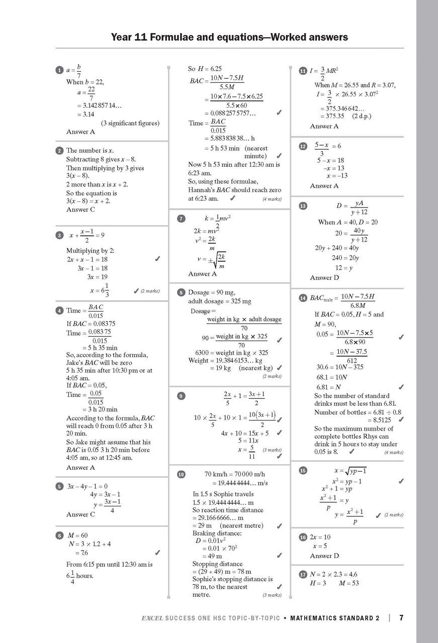 Excel Success One HSC: Mathematics Standard 2 Topic-by-Topic (2022 Edition)