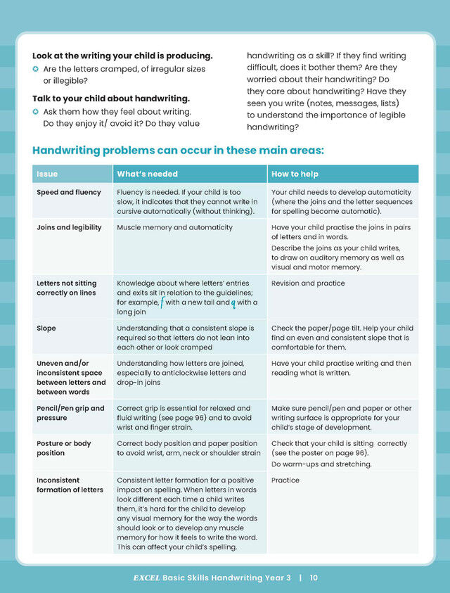 Excel Basic Skills Handwriting Year 3