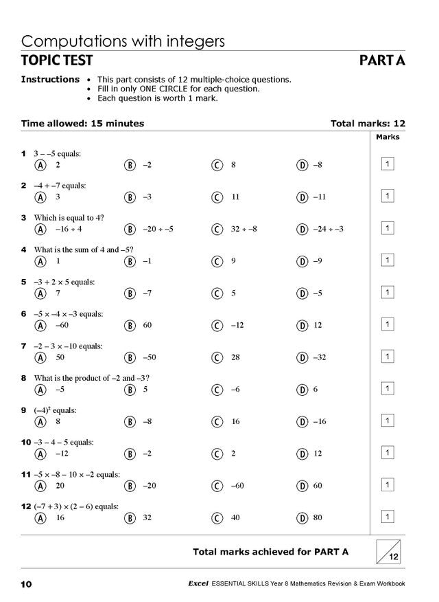 Excel Essential Skills - Mathematics Revision and Exam Workbook: Year 8