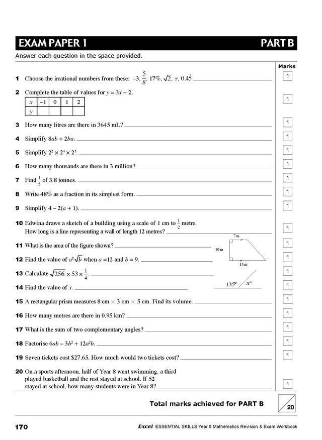 Excel Essential Skills - Mathematics Revision and Exam Workbook: Year 8