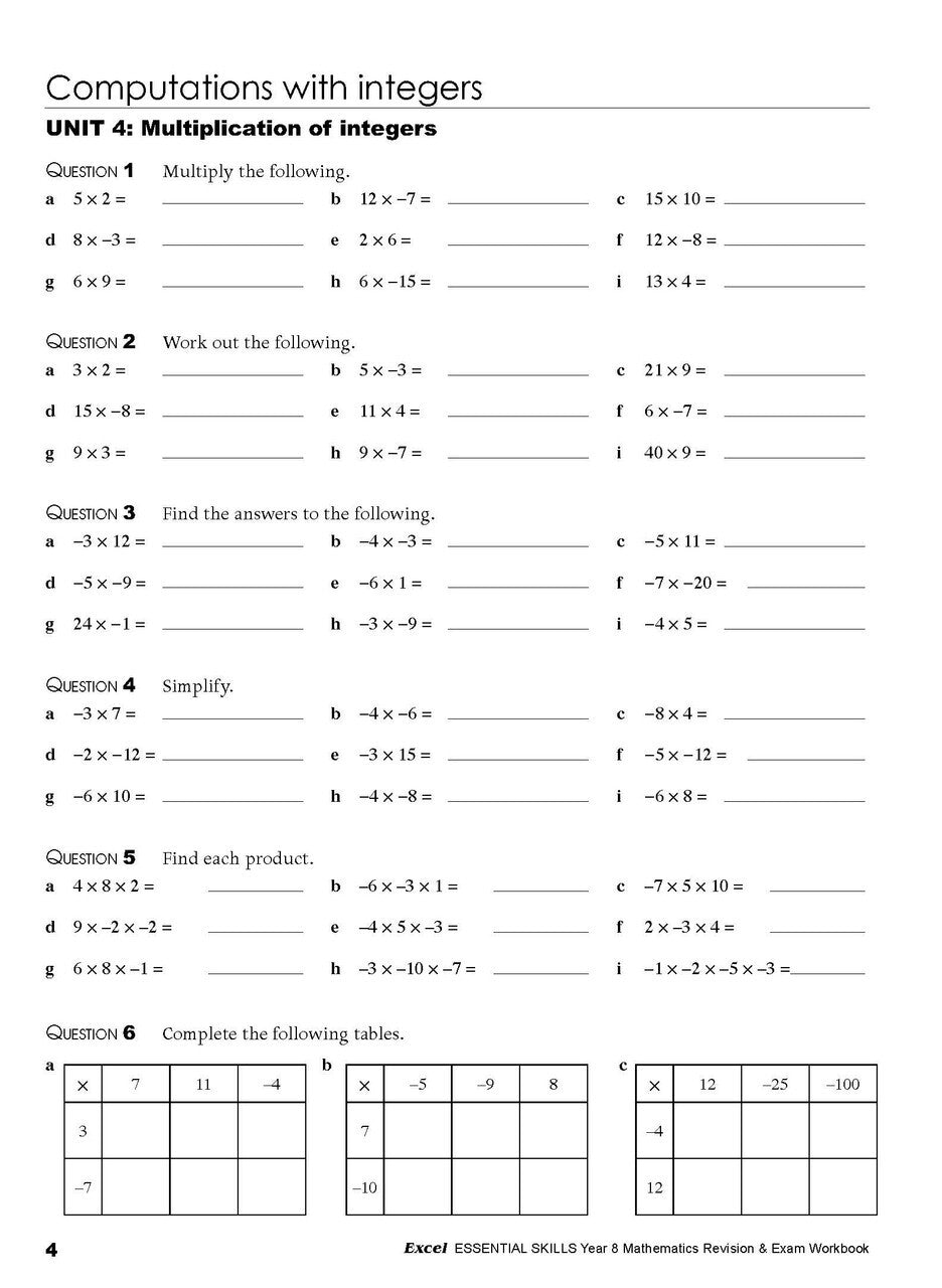 Excel Essential Skills - Mathematics Revision and Exam Workbook: Year 8