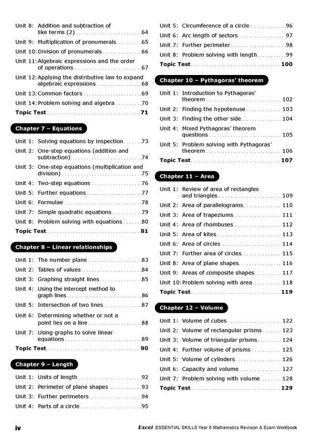 Excel Essential Skills - Mathematics Revision and Exam Workbook: Year 8