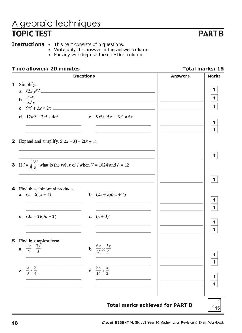 Excel Essential Skills - Mathematics Revision and Exam Workbook: Year 10