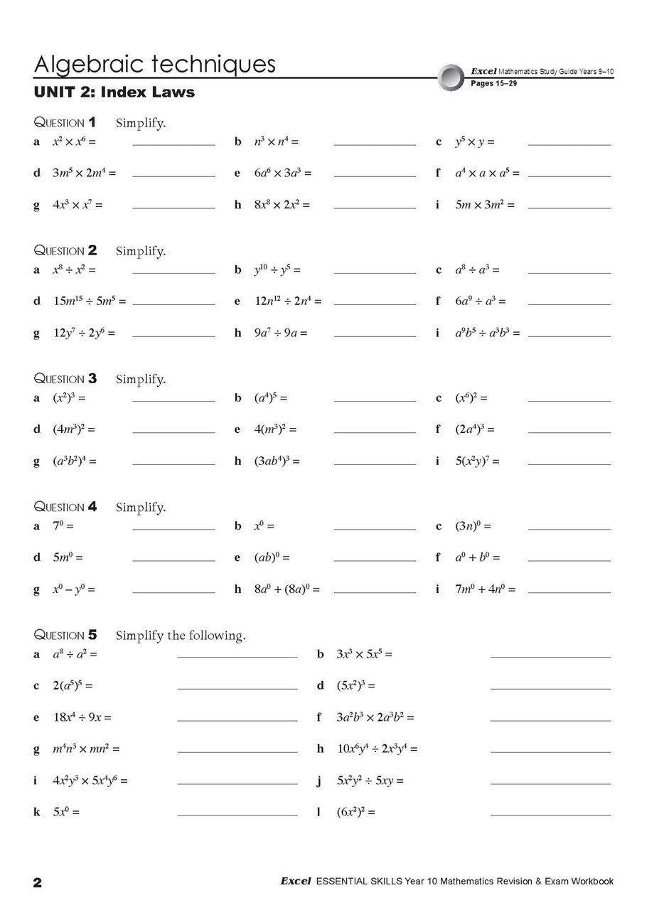 Excel Essential Skills - Mathematics Revision and Exam Workbook: Year 10