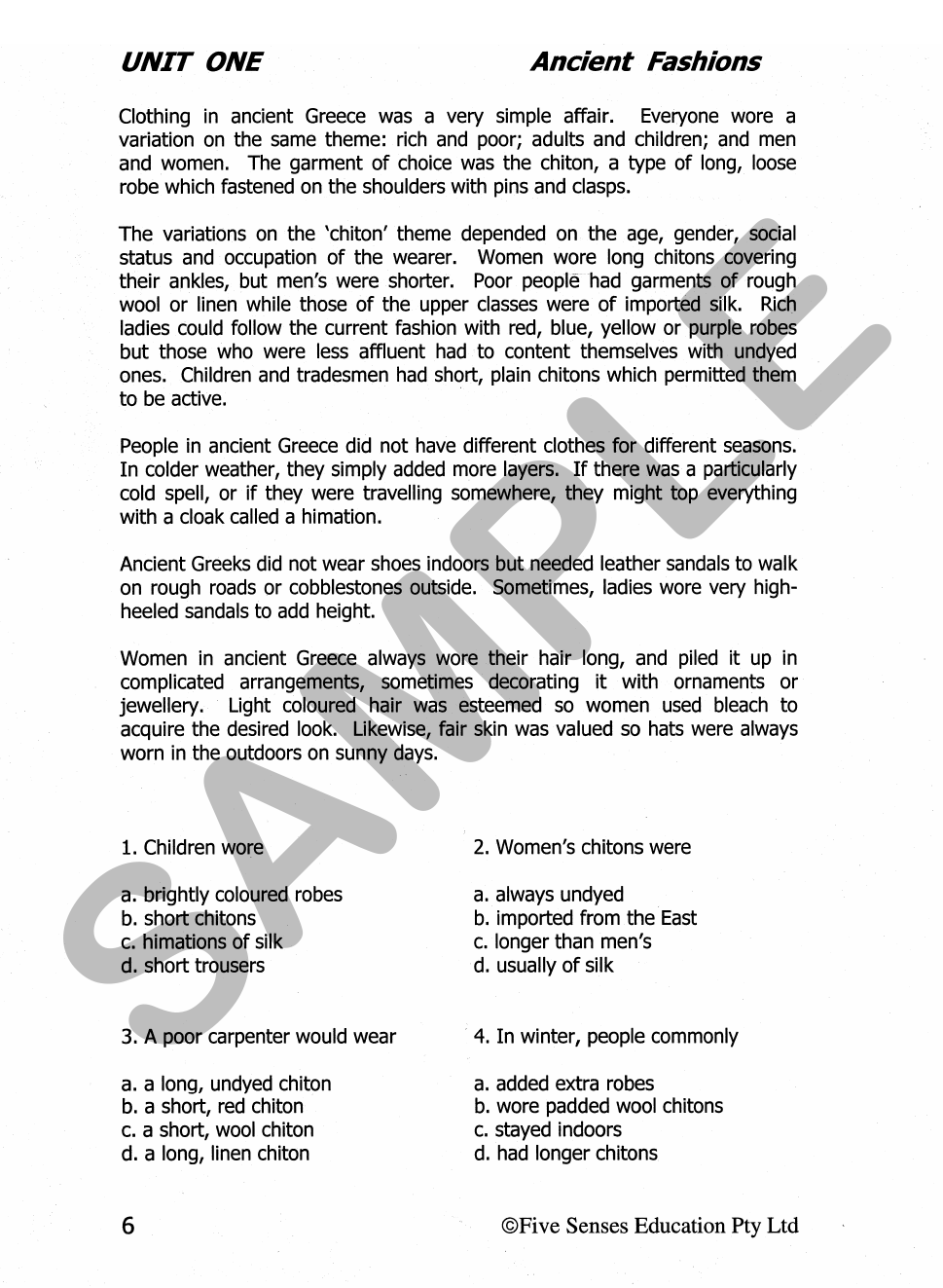 Top Skills Comprehension sample page