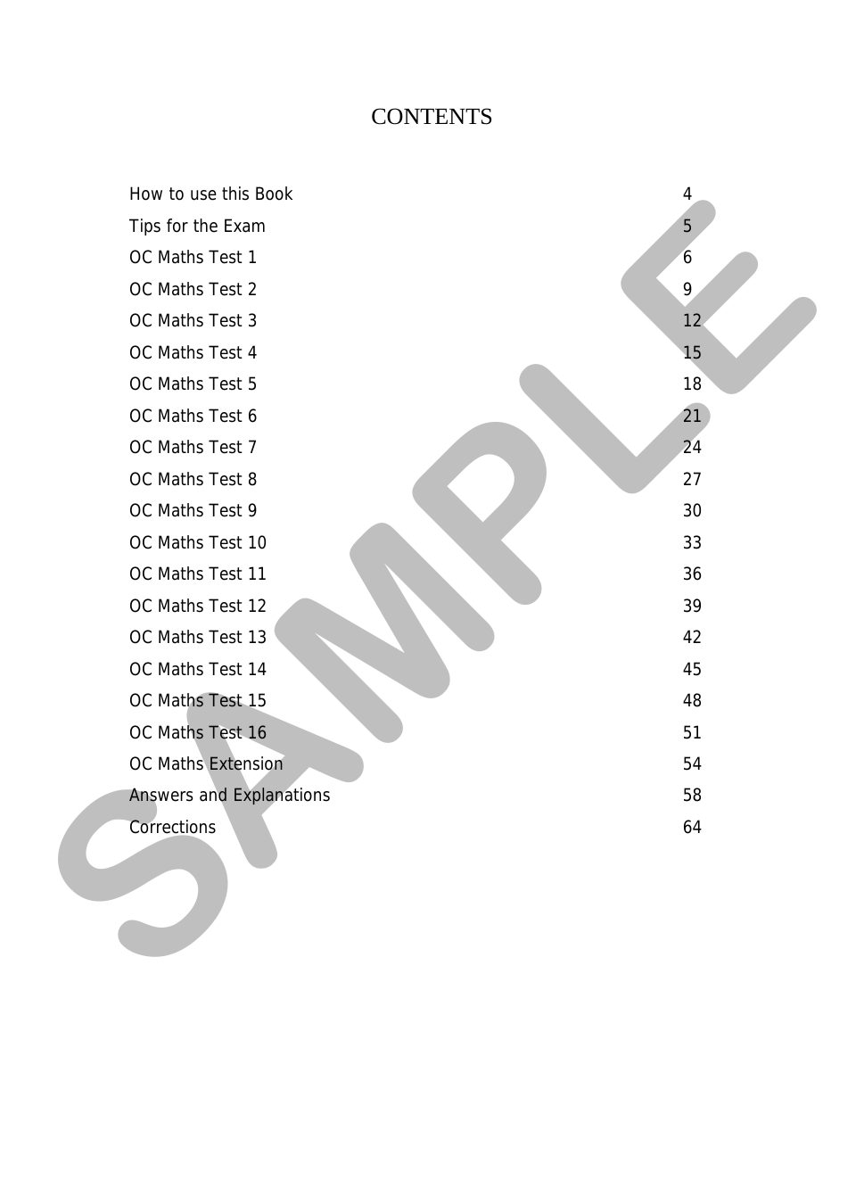 Top Skills OC Maths Tests sample page