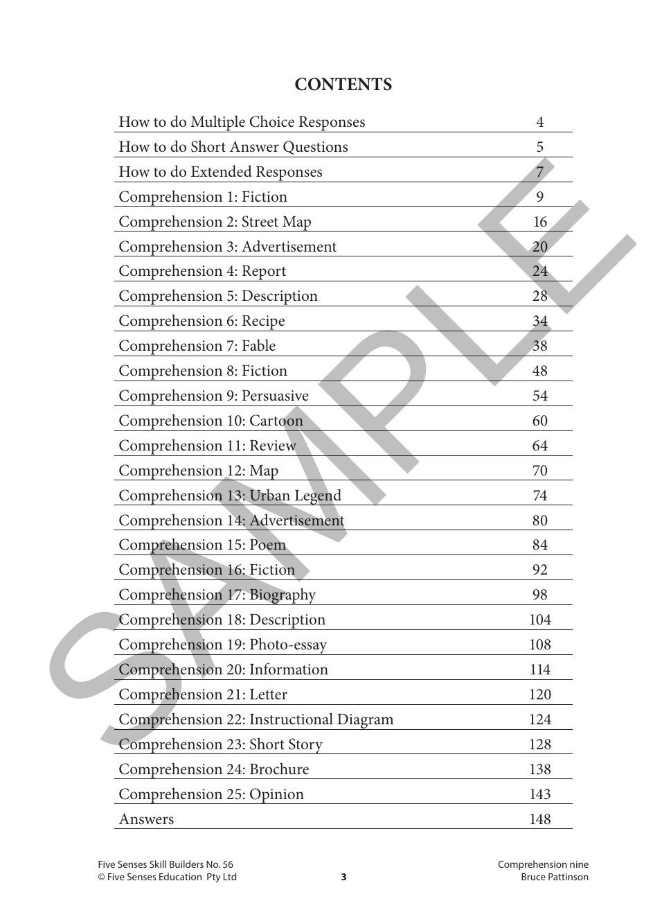 Comprehension - Book 9 sample page