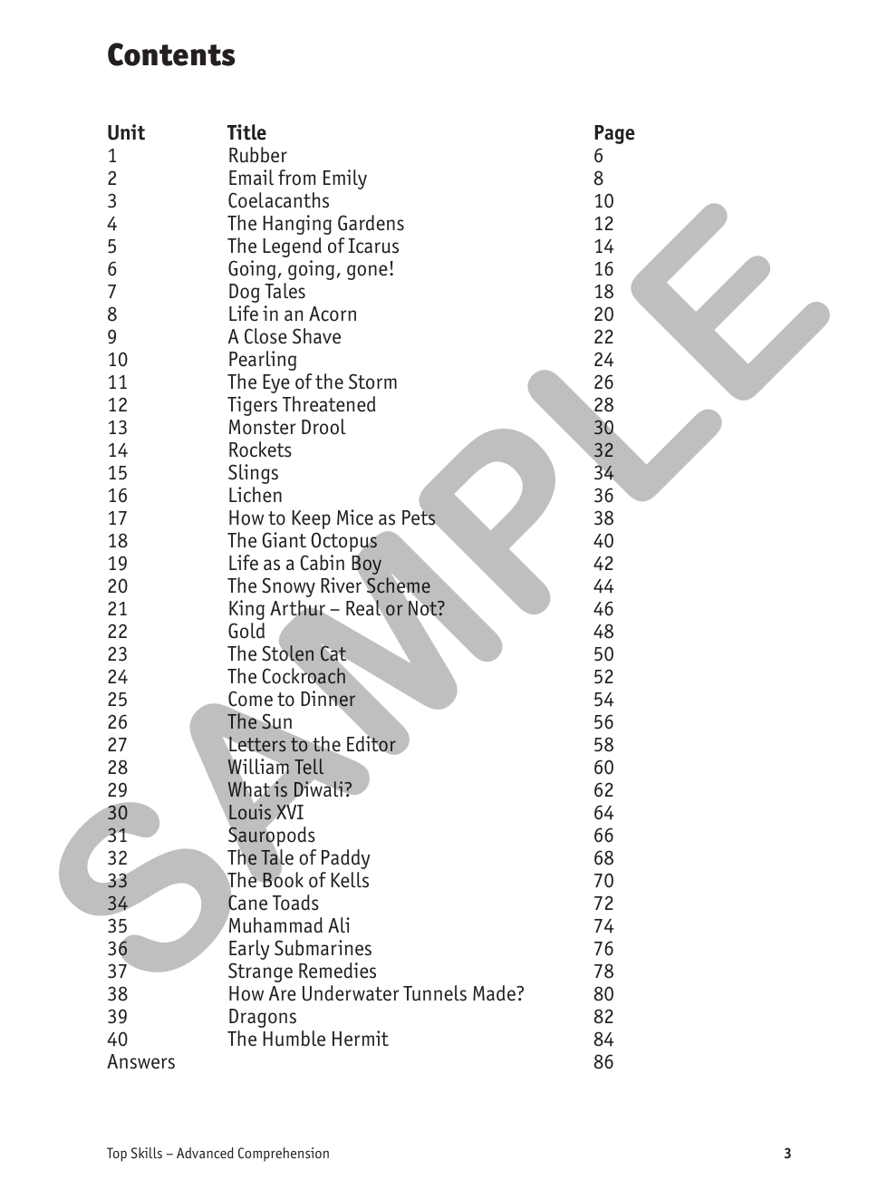 Top Skills Advanced Comprehension sample page