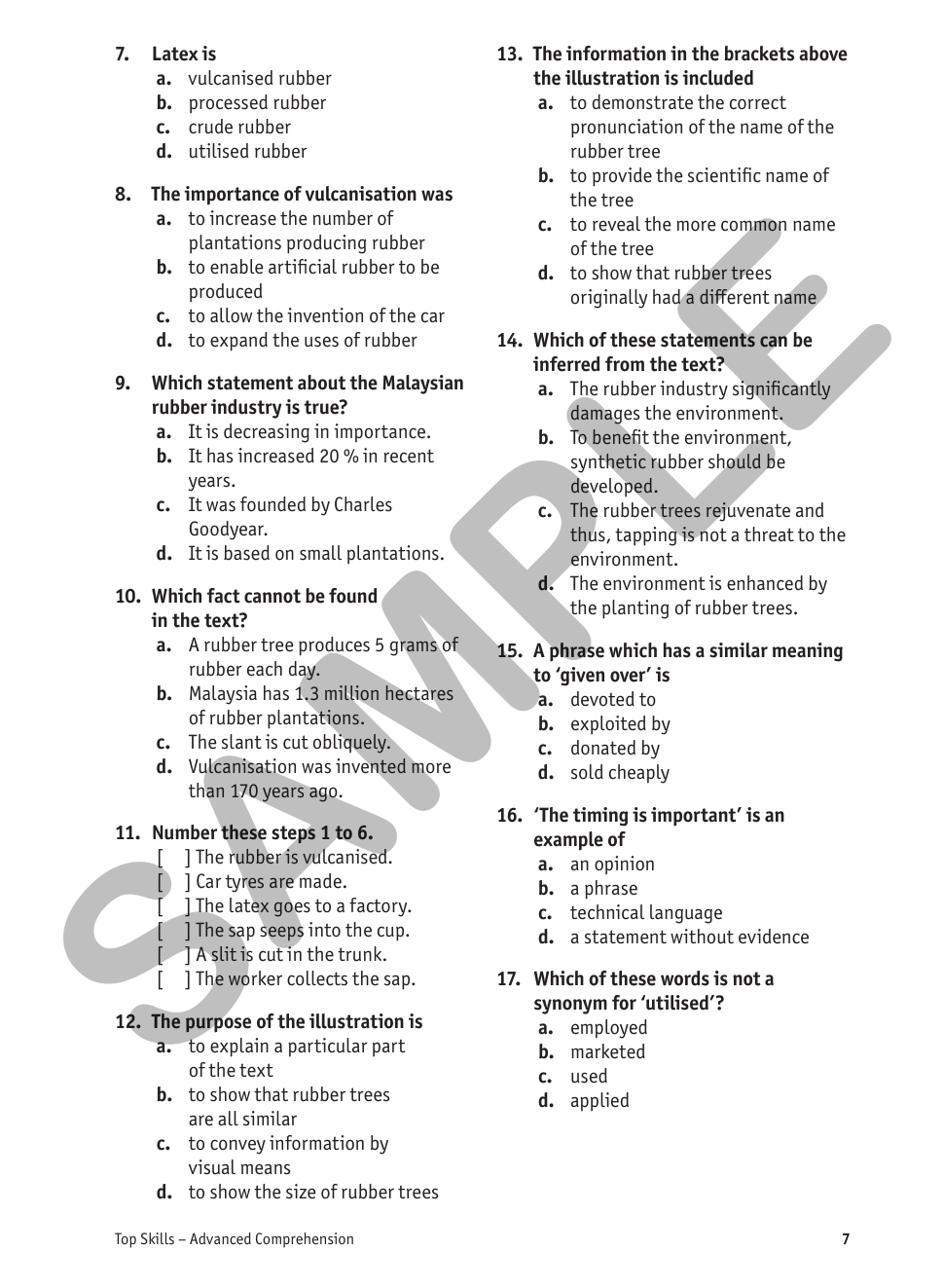Top Skills Advanced Comprehension sample page