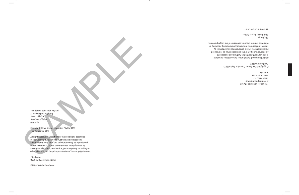 Work Studies for Senior Students Second Edition sample page