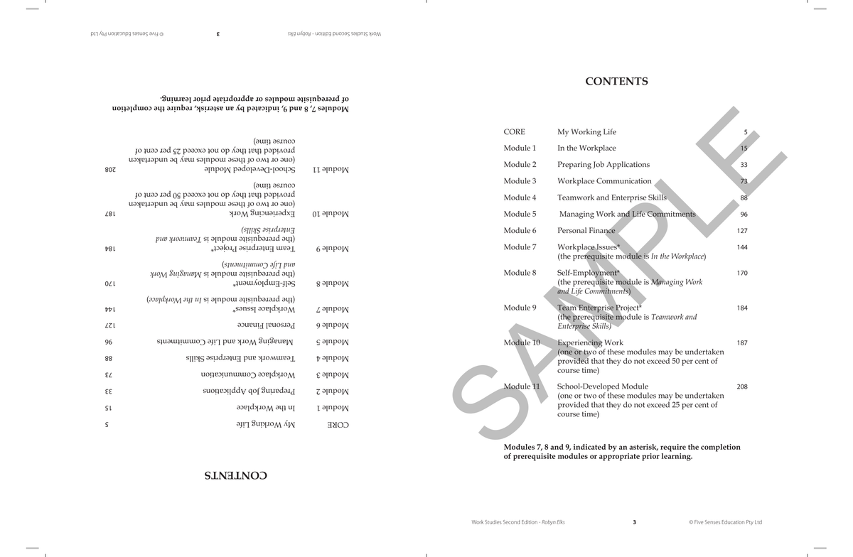 Work Studies for Senior Students Second Edition sample page